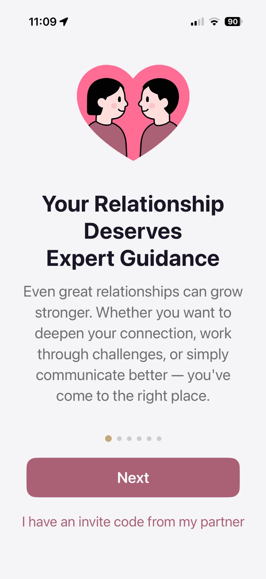 Couples Therapy welcome screen